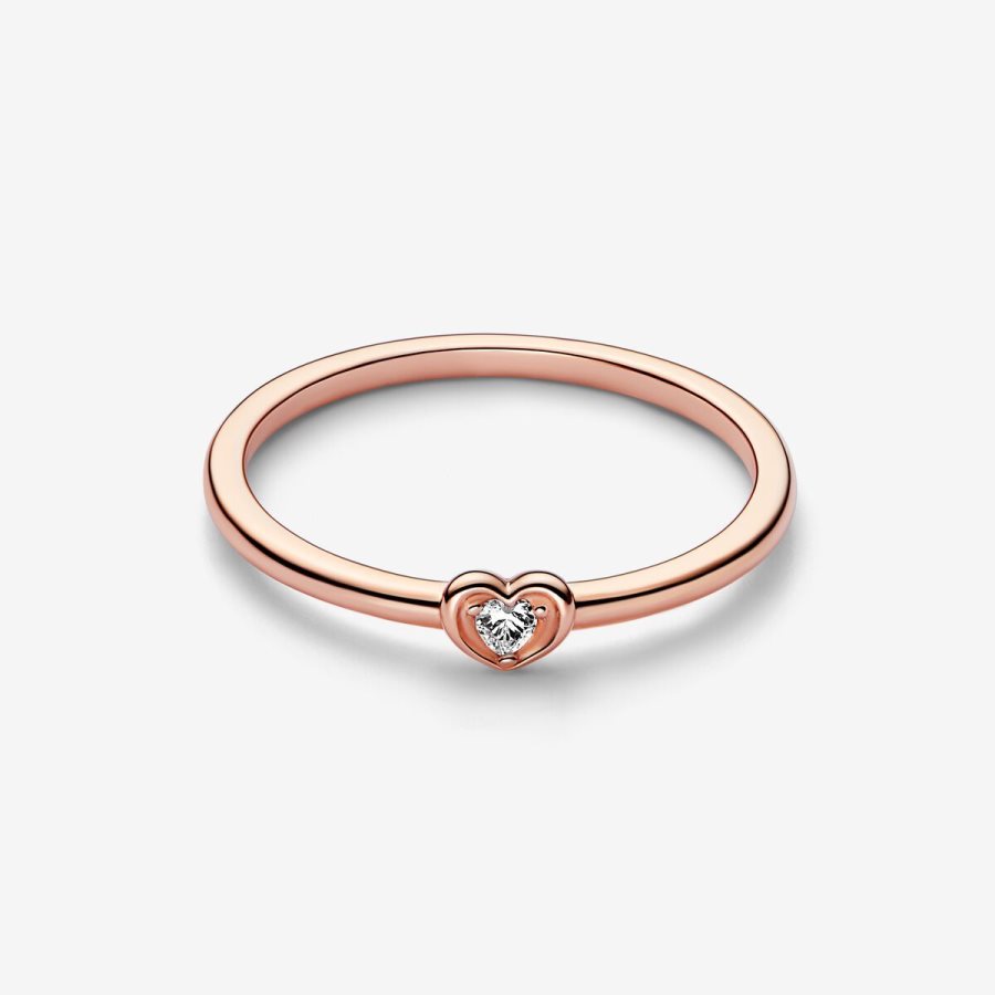 Pandora Radiant Heart Ring Pembe Altın | 924-QCZEMR