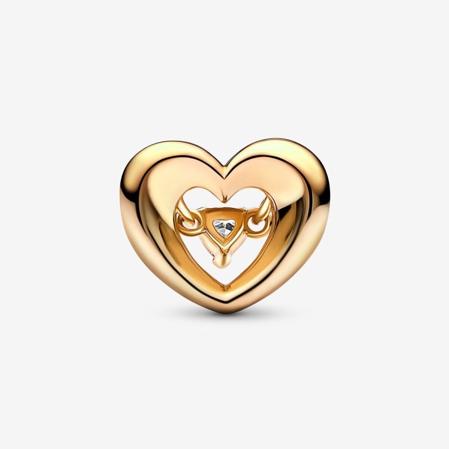 Pandora Radiant Heart & Floating Stone Charm Altın | 267-FDCIHY