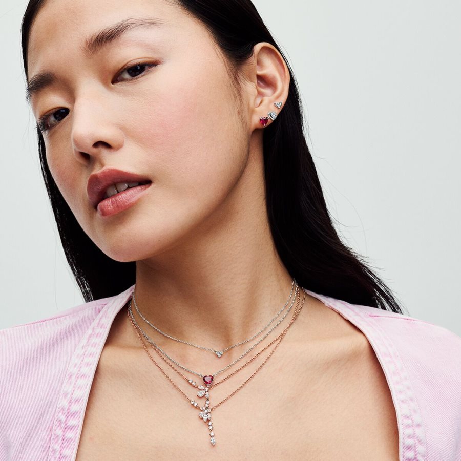Pandora Red Heart Stud Earrings Gümüş | 231-JCMYTL