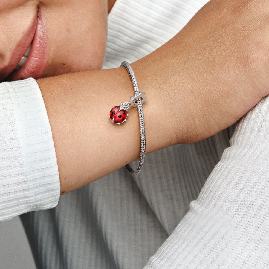 Pandora Red Ladybird Dangle Charm Gümüş | 175-DTUQES