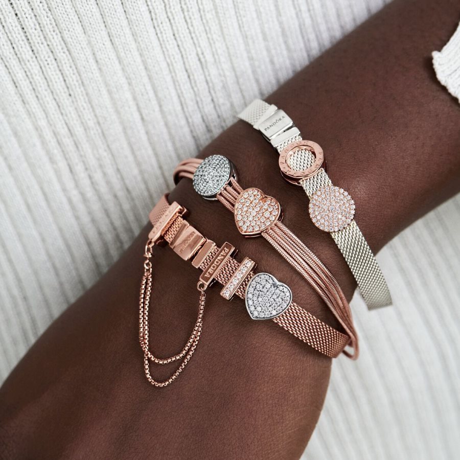 Pandora Reflexions Mesh Bracelet Pembe Altın | 159-JVPONQ