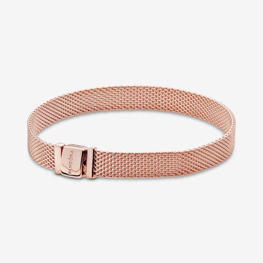 Pandora Reflexions Mesh Bracelet Pembe Altın | 159-JVPONQ