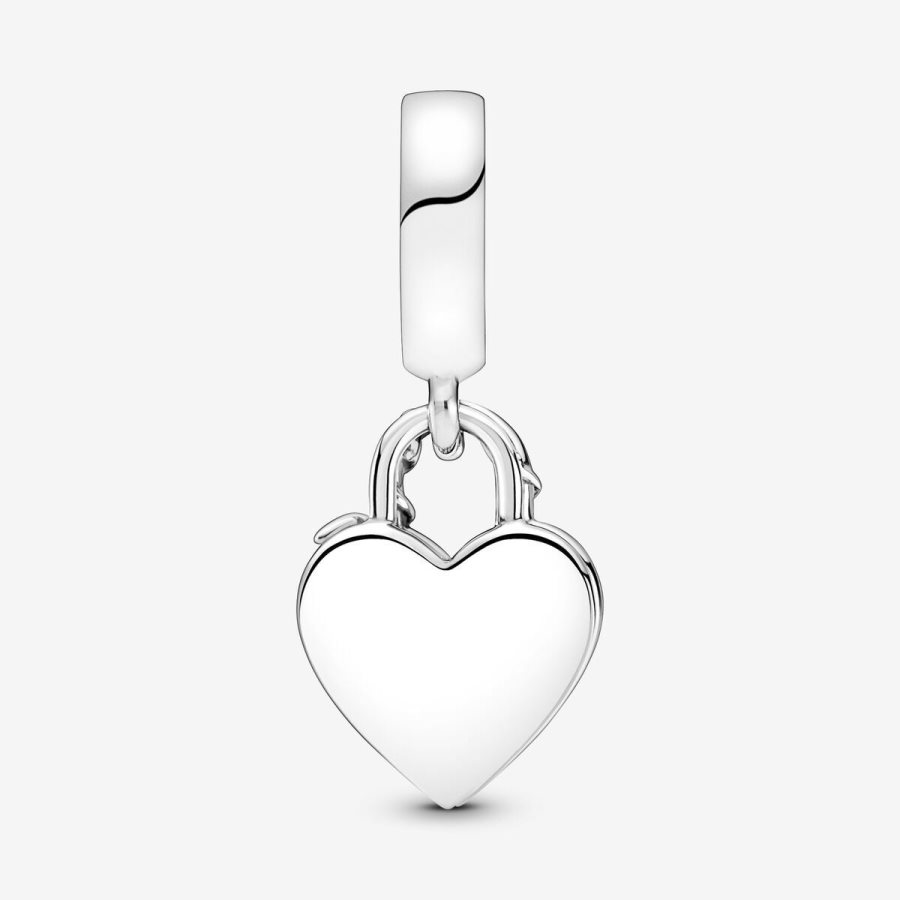 Pandora Rose Heart Padlock Dangle Charm Gümüş | 561-ZMXCGQ