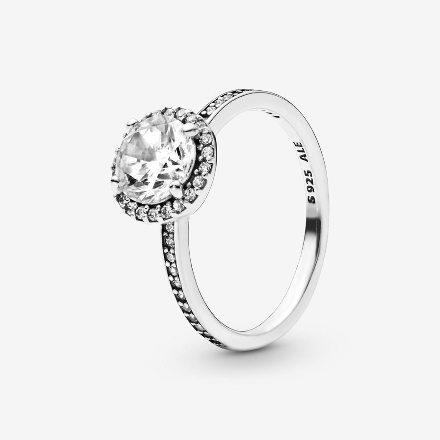 Pandora Round Sparkle Halo Ring Gümüş | 867-CFXIMH