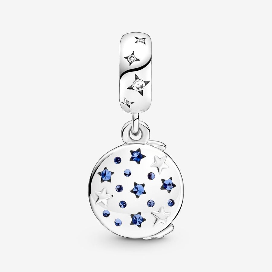 Pandora Santa Claus On The Moon Double Dangle Charm Renkli | 174-IGPXQF