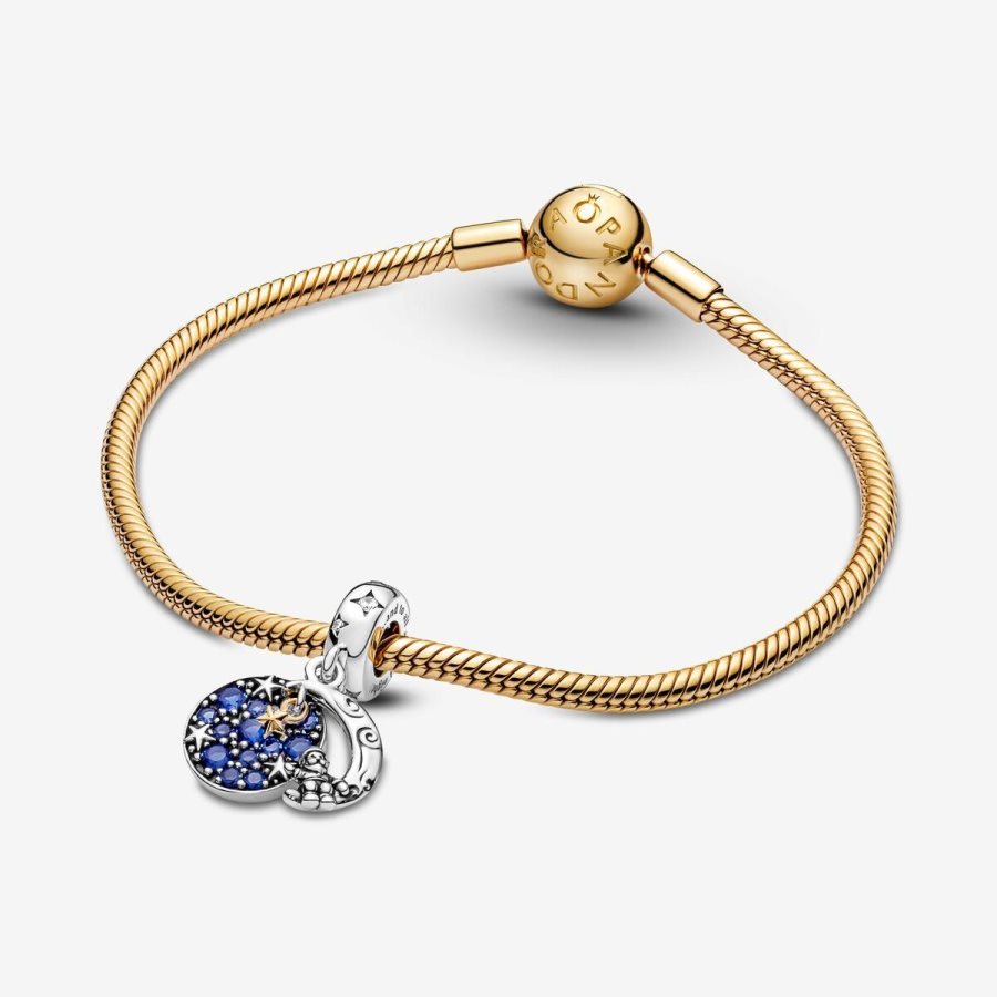 Pandora Santa Claus On The Moon Double Dangle Charm Renkli | 174-IGPXQF