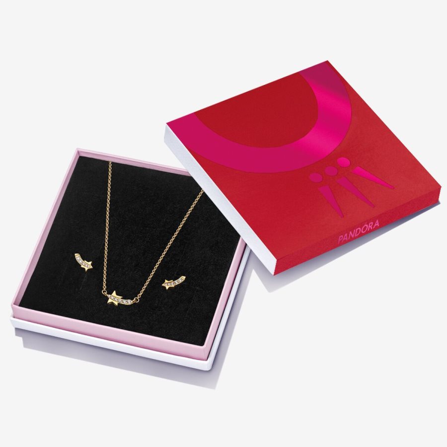 Pandora Shooting Star Pave Jewelry Gift Set Renkli | 576-WEYNFP