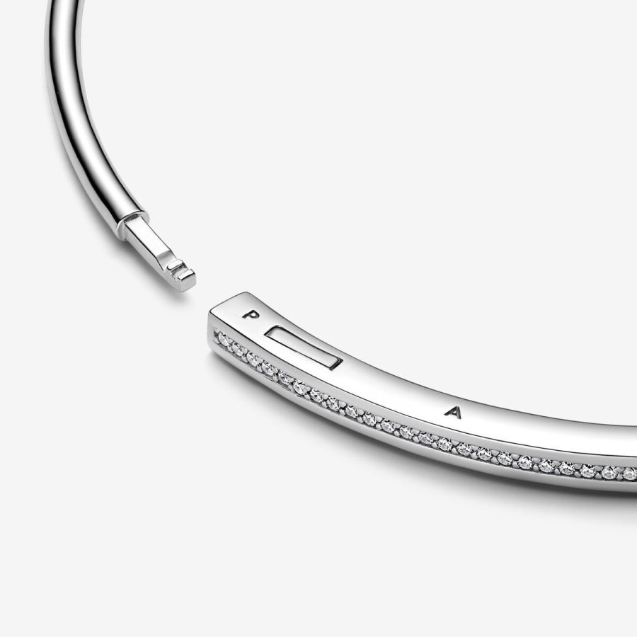 Pandora Signature I-D Pave Bangle Gümüş | 681-LFCANB