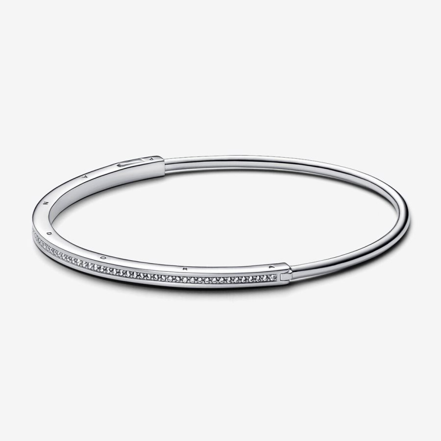Pandora Signature I-D Pave Bangle Gümüş | 681-LFCANB