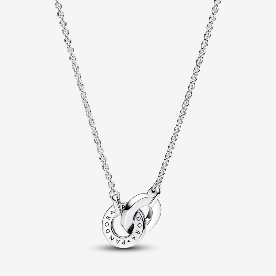 Pandora Signature Intertwined Pave Pendant Necklace Gümüş | 958-YMUEKJ