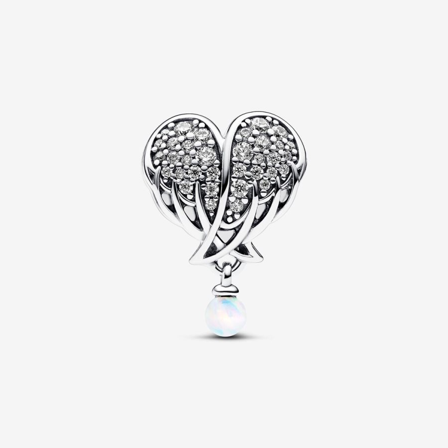 Pandora Sparkling Angel Wings & Heart Charm Gümüş | 590-XTZRKN