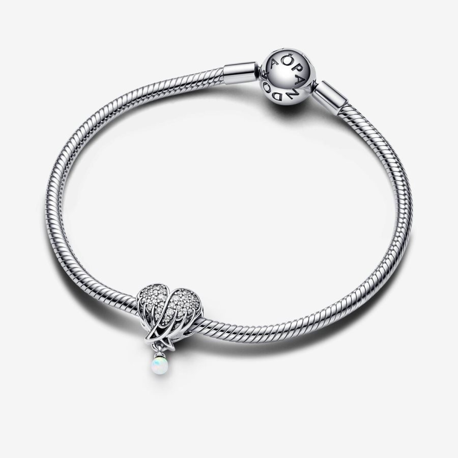 Pandora Sparkling Angel Wings & Heart Charm Gümüş | 590-XTZRKN