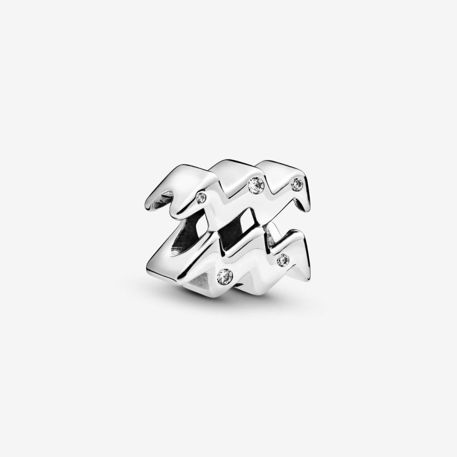 Pandora Sparkling Aquarius Zodiac Charm Gümüş | 302-EGVCAN