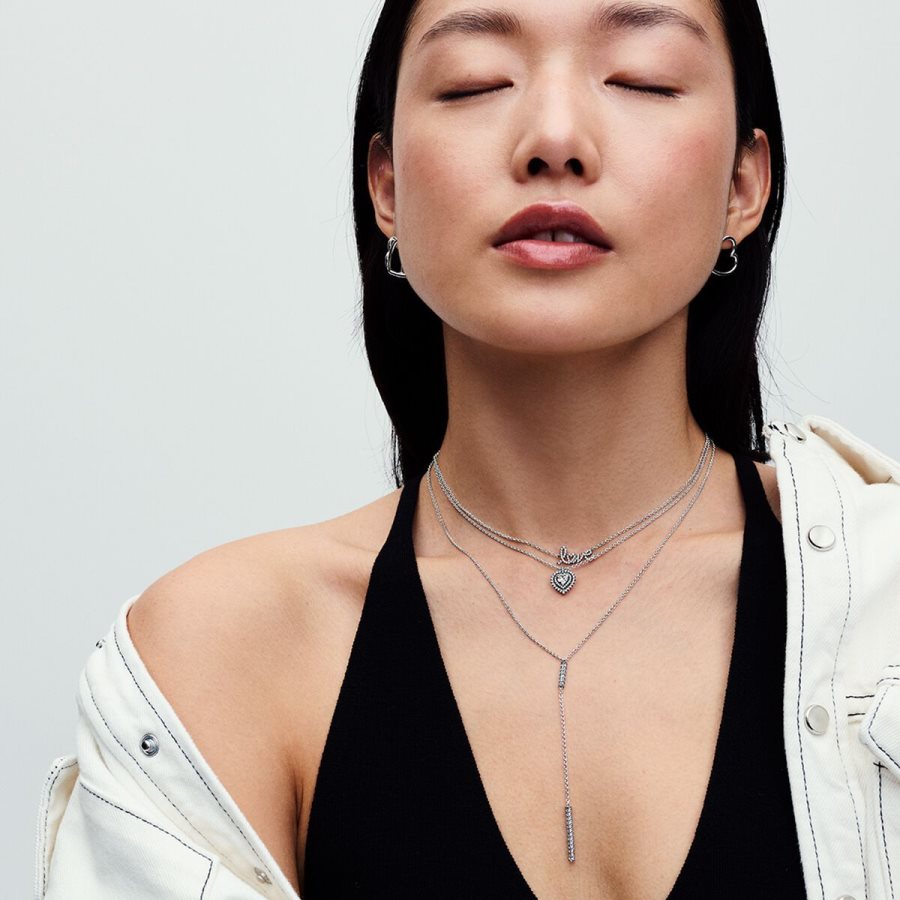 Pandora Sparkling Handwritten Love Collier Necklace Gümüş | 824-XDNVZW