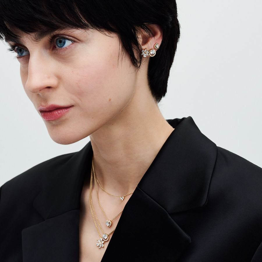 Pandora Sparkling Heart Collier Necklace Altın | 238-AUMVGF
