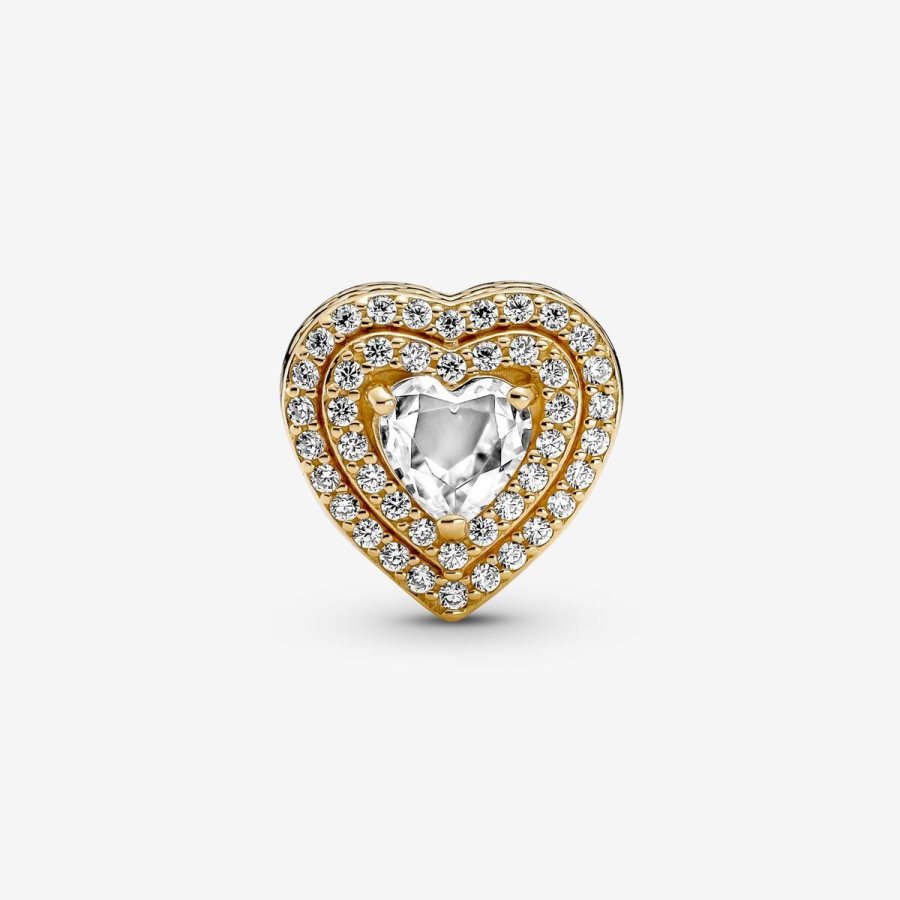 Pandora Sparkling Leveled Hearts Charm Altın | 031-YAVHLE