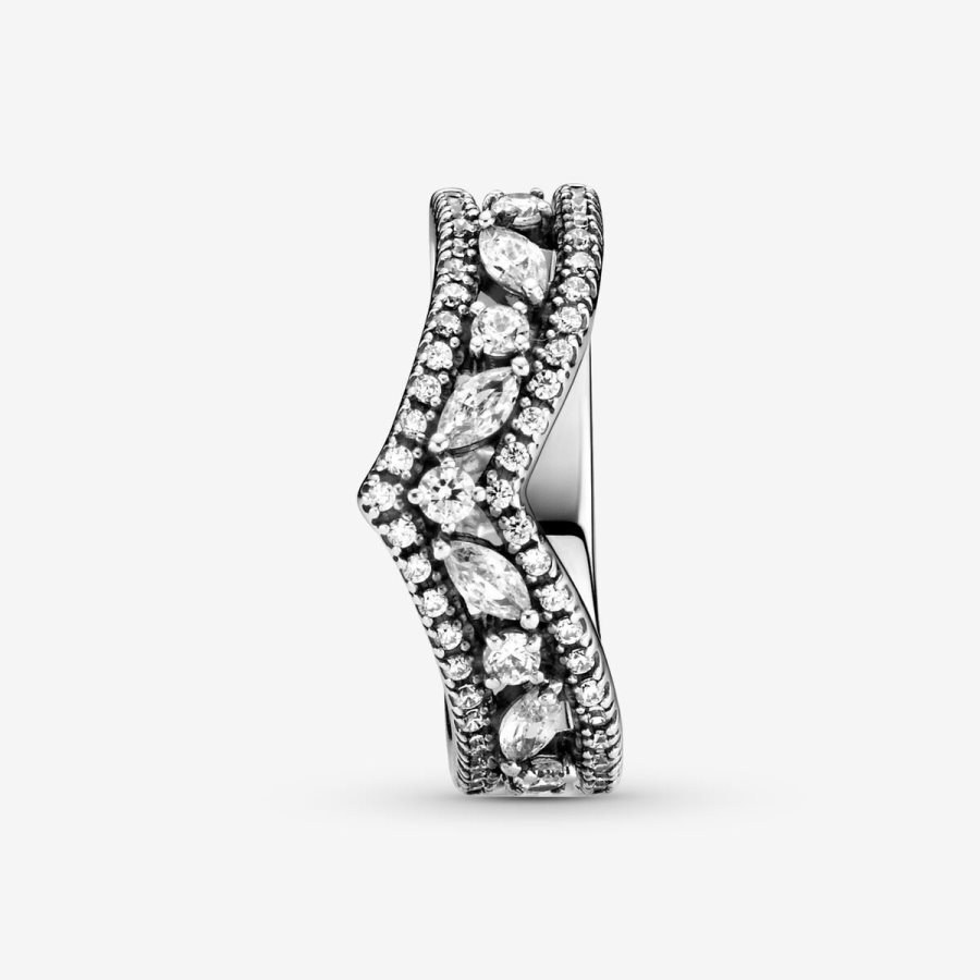 Pandora Sparkling Marquise Double Wishbone Ring Gümüş | 978-FZJLNO