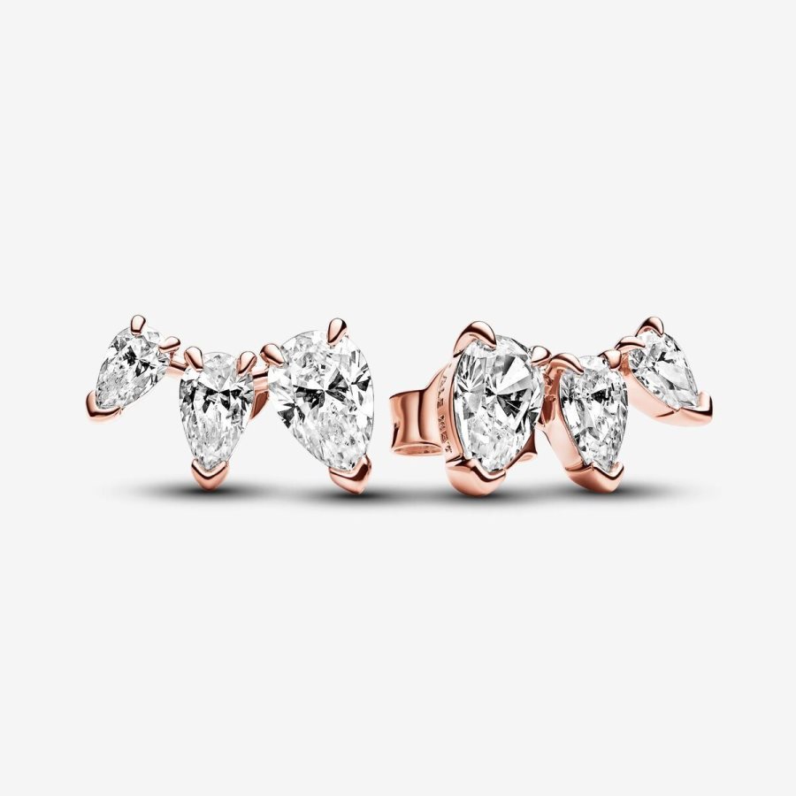 Pandora Sparkling Pear Stud Earrings Pembe Altın | 073-QHYCLD