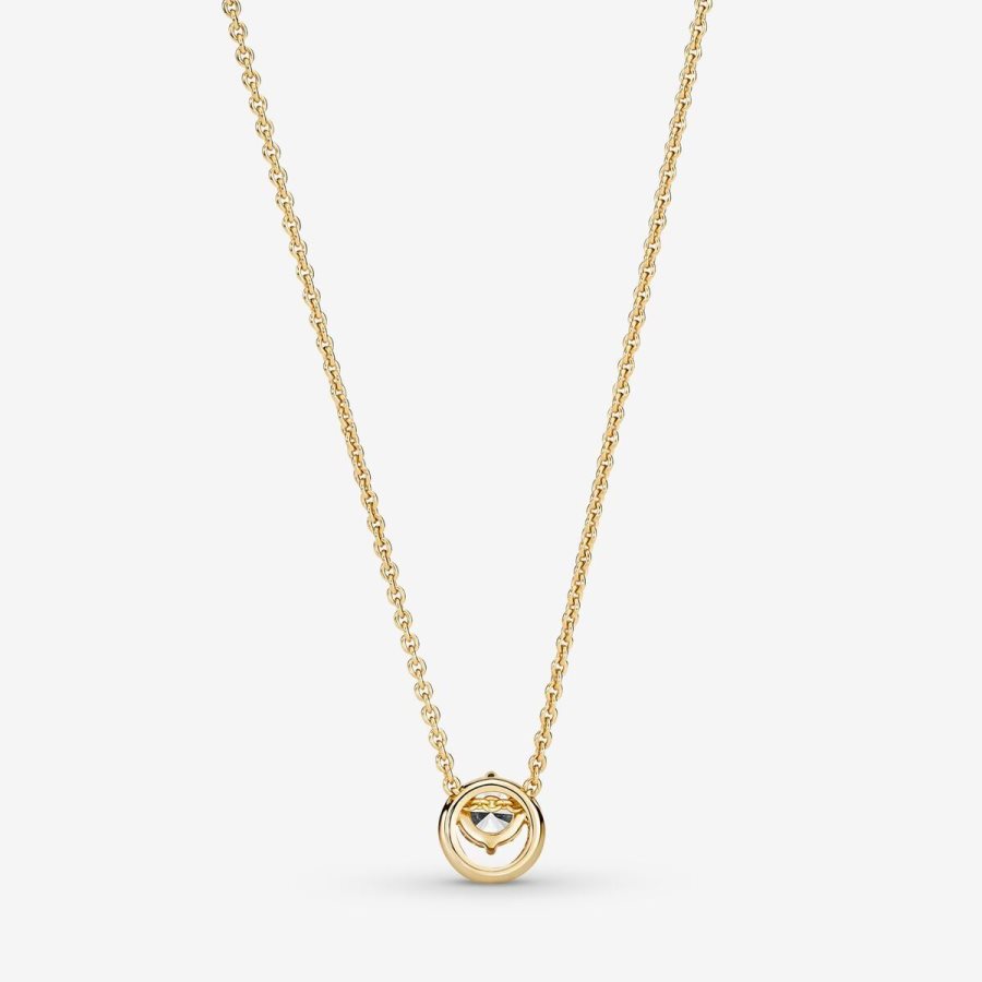 Pandora Sparkling Round Halo Pendant Collier Necklace Altın | 045-YAPJWU