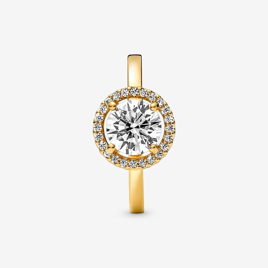 Pandora Sparkling Round Halo Ring Altın | 916-GBPTQY