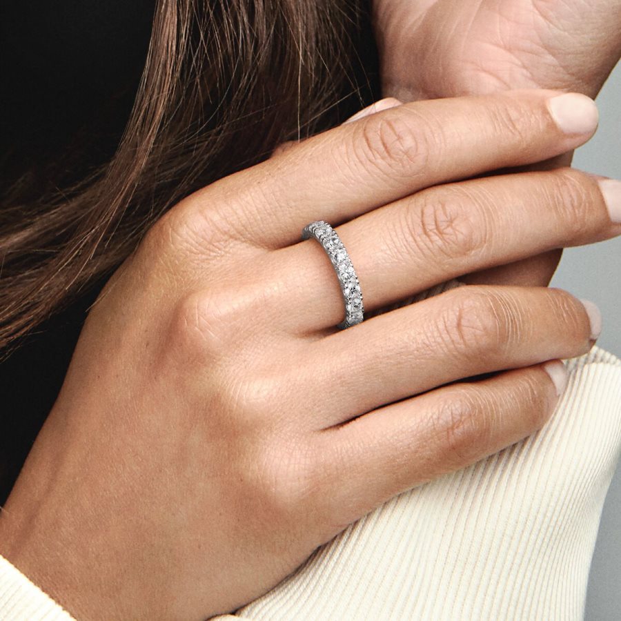 Pandora Sparkling Row Eternity Ring Gümüş | 936-UVQFPR