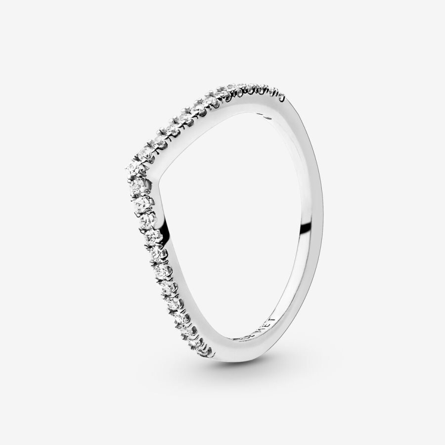 Pandora Sparkling Wishbone Ring Gümüş | 406-ZODNRT