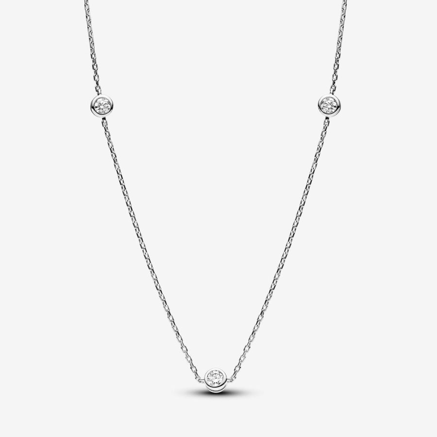 Pandora Station Necklace 0.30 carat tw Sterling Silver Gümüş | 207-XFRBVJ