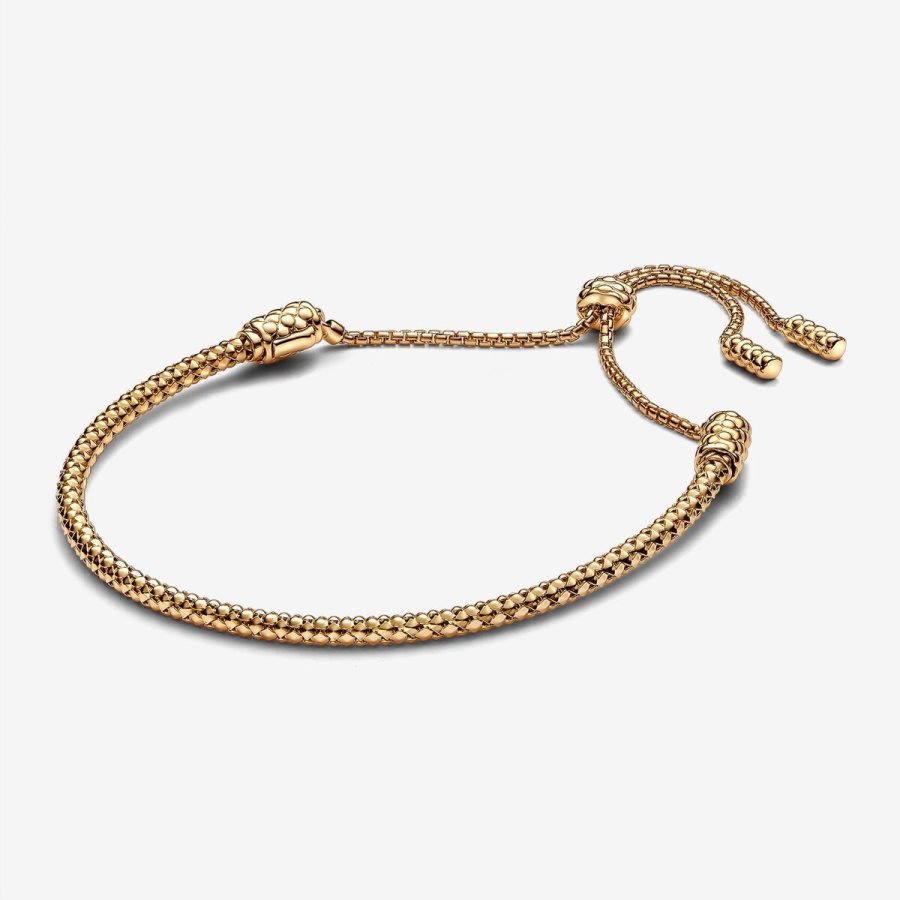 Pandora Studded Chain Slider Bracelet Altın | 025-WRLQIY