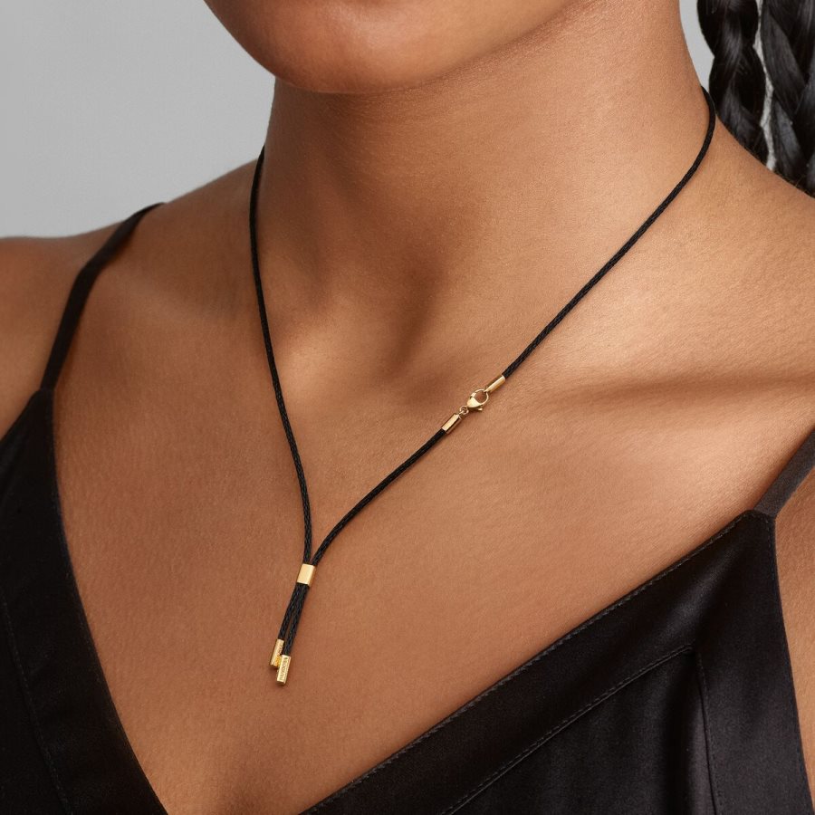 Pandora Talisman Cord Necklace Recycled Polyester Altın | 954-YRDSJE