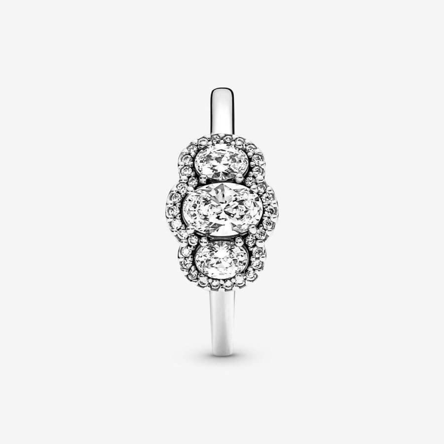 Pandora Three Stone Vintage Ring Gümüş | 407-FVPWAG