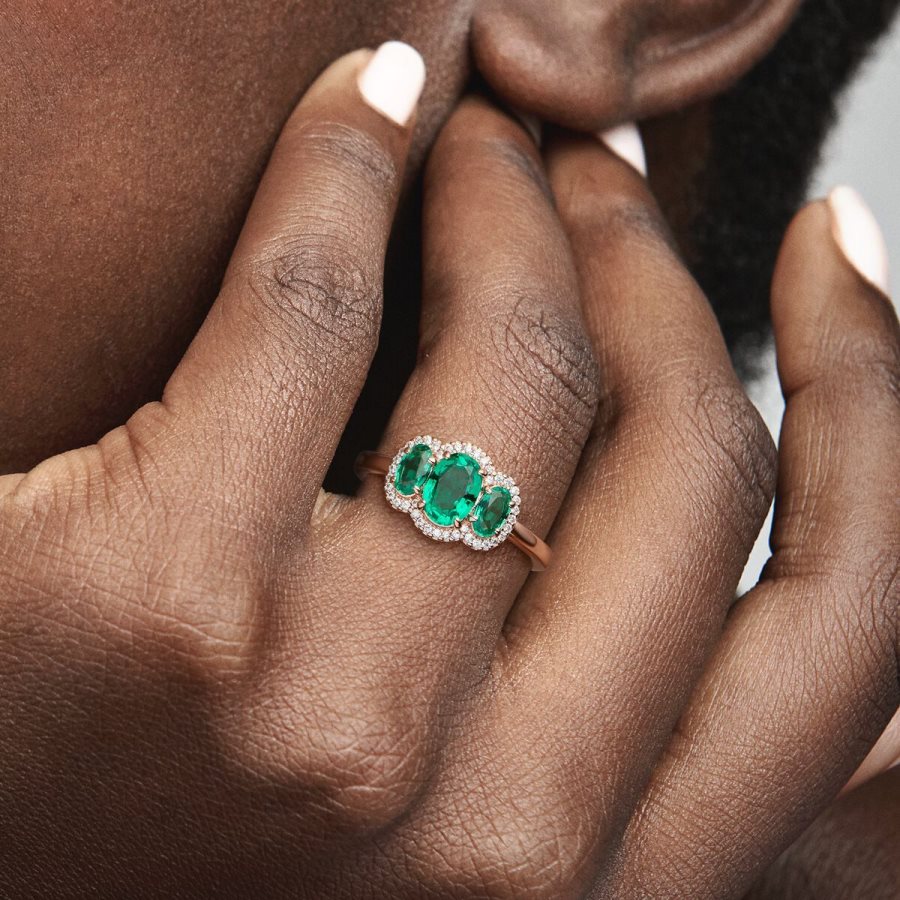 Pandora Three Stone Vintage Ring Pembe Altın | 085-XDYNFO