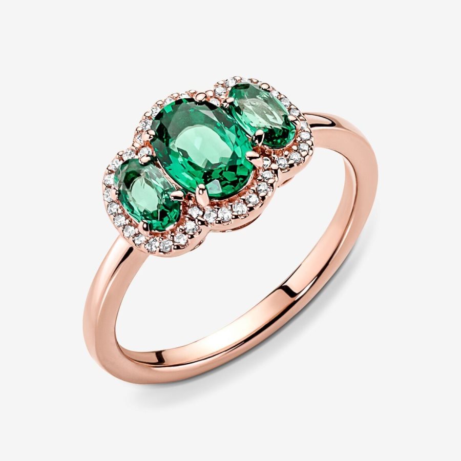 Pandora Three Stone Vintage Ring Pembe Altın | 085-XDYNFO