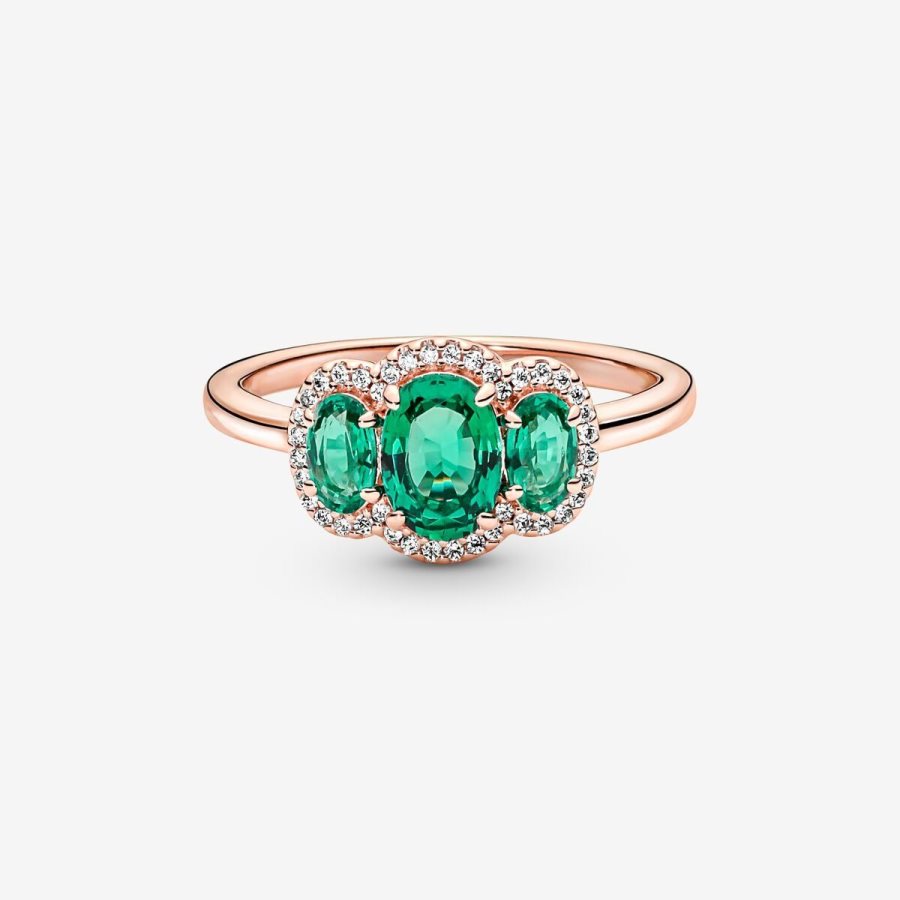 Pandora Three Stone Vintage Ring Pembe Altın | 085-XDYNFO