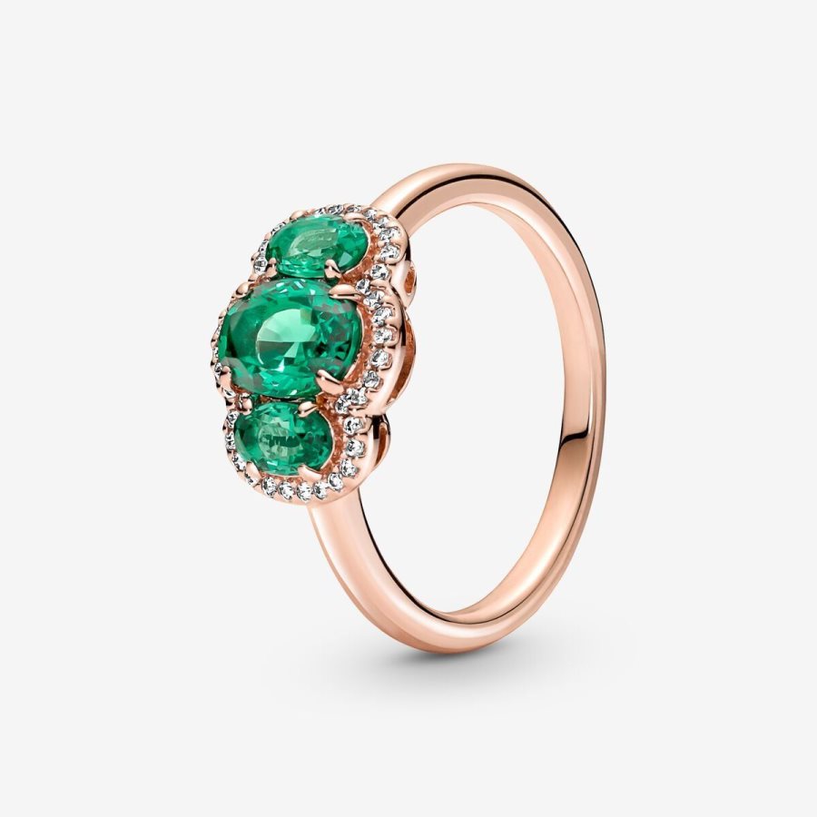 Pandora Three Stone Vintage Ring Pembe Altın | 085-XDYNFO