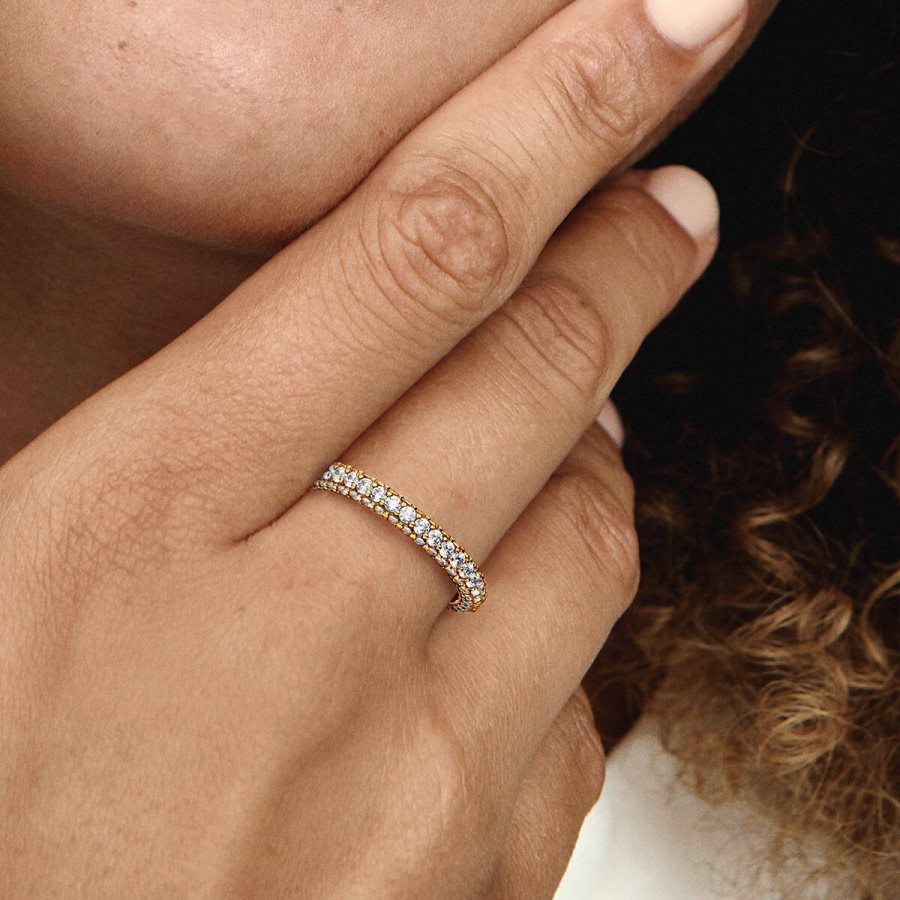 Pandora Timeless Pave Single-row Ring Altın | 089-ZETFHQ