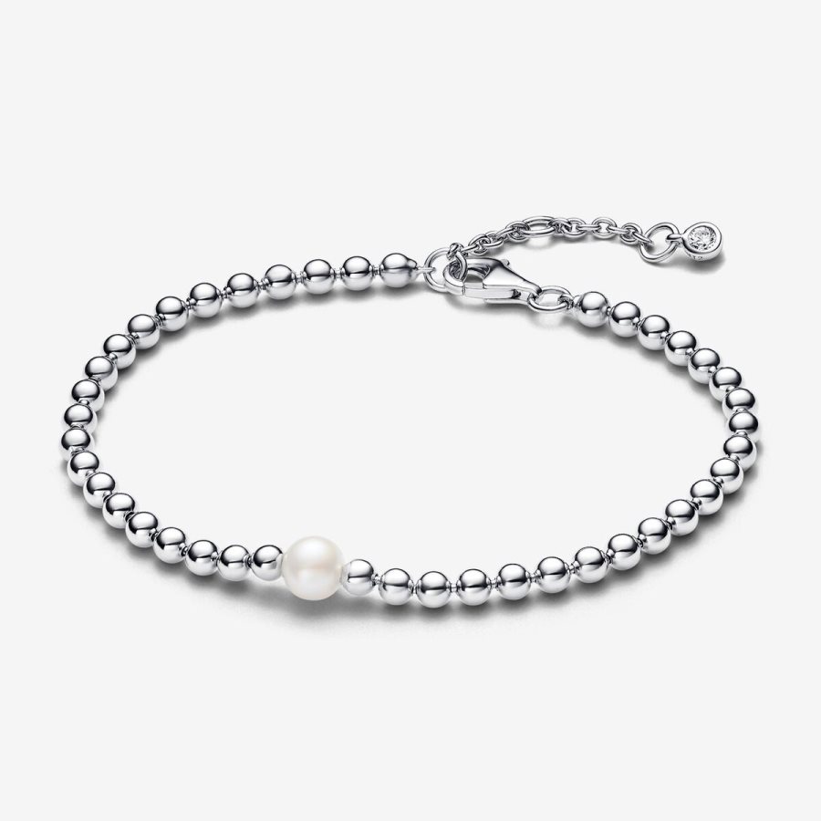 Pandora Treated Freshwater Cultured Pearl & Beads Bracelet Gümüş | 697-SZGYOV