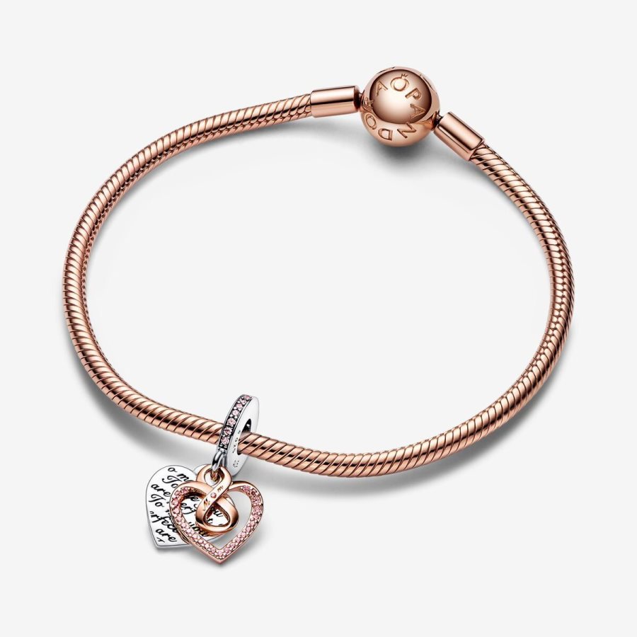 Pandora Two-tone Infinity Heart Double Dangle Charm Renkli | 780-CBNGSY