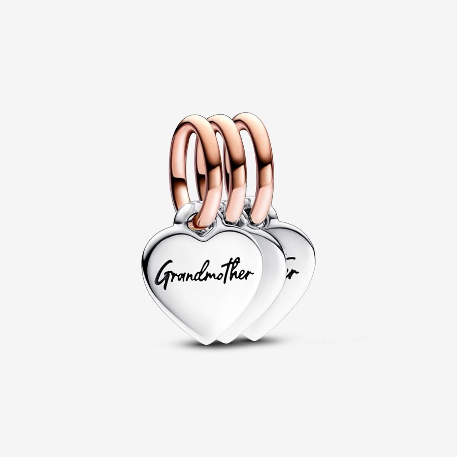 Pandora Two-tone Splittable Family Generation of Hearts Triple Dangle Charm Renkli | 981-XHFSTB