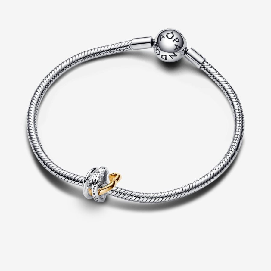 Pandora Two-tone Stepmom Entwined Hearts Charm Renkli | 814-YWTOFD