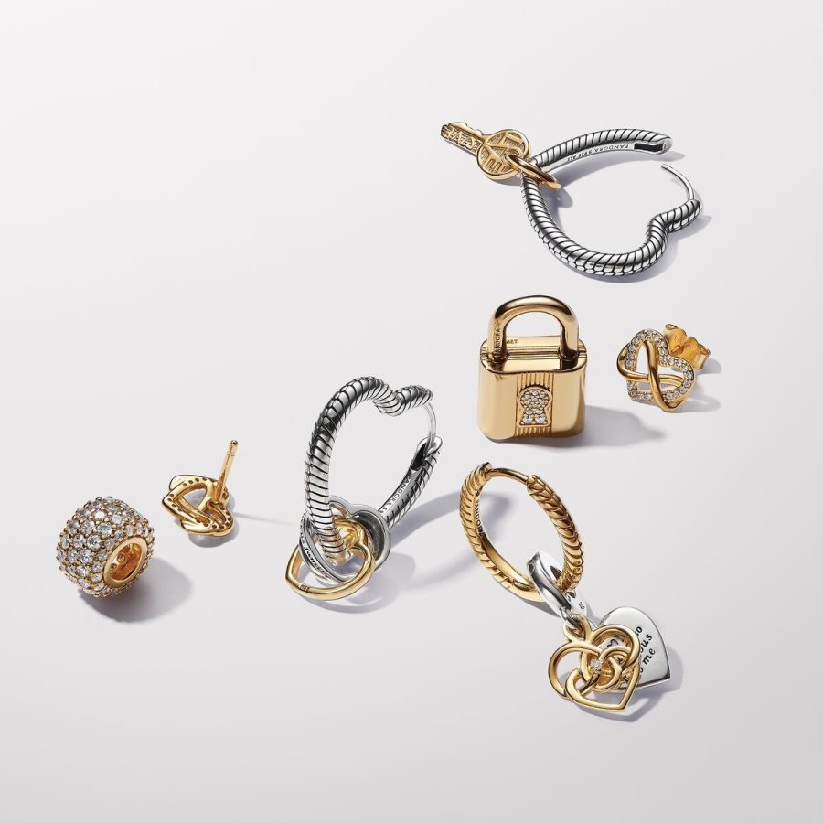 Pandora Two-tone Stepmom Entwined Hearts Charm Renkli | 814-YWTOFD