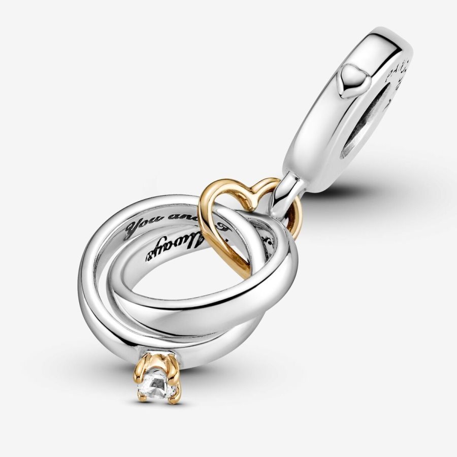 Pandora Two-tone Wedding Rings Dangle Charm Renkli | 764-EDGMJB