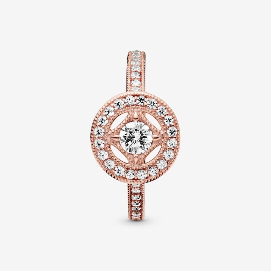Pandora Vintage Circle Ring Pembe Altın | 139-QZNTAL