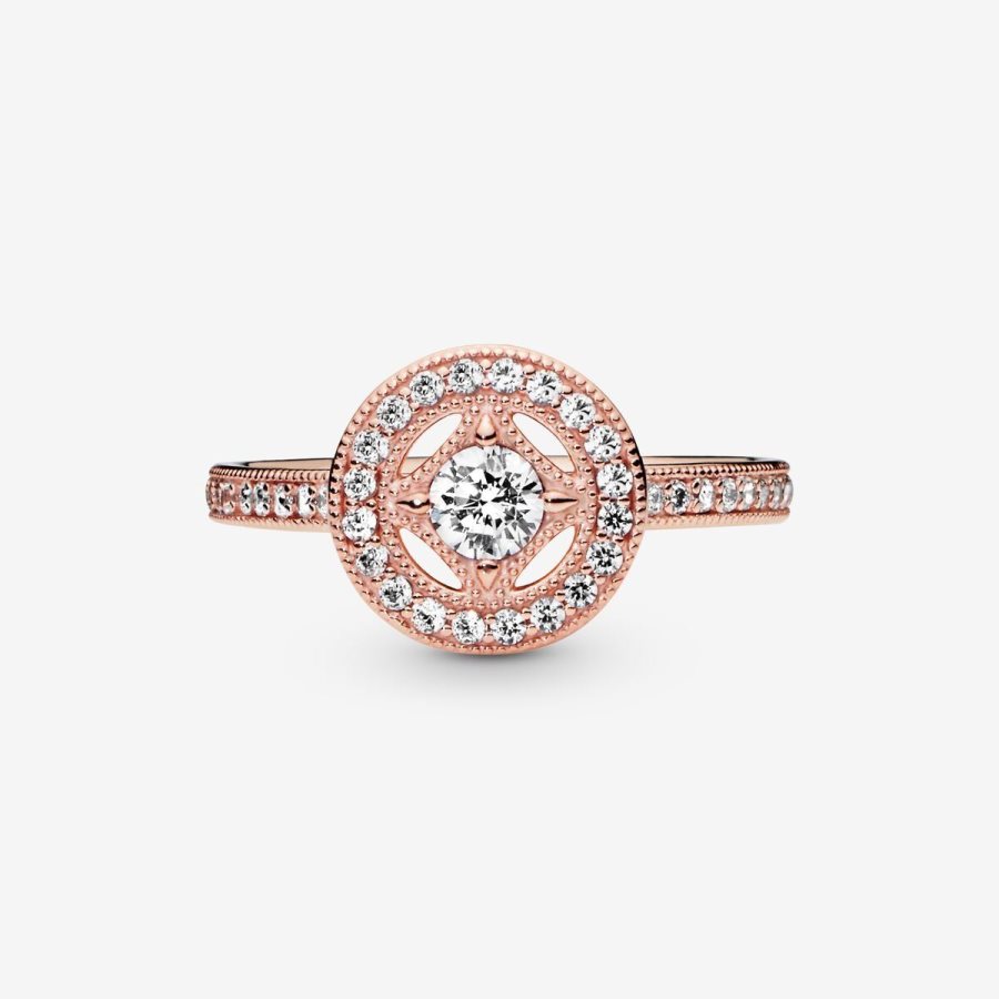 Pandora Vintage Circle Ring Pembe Altın | 139-QZNTAL