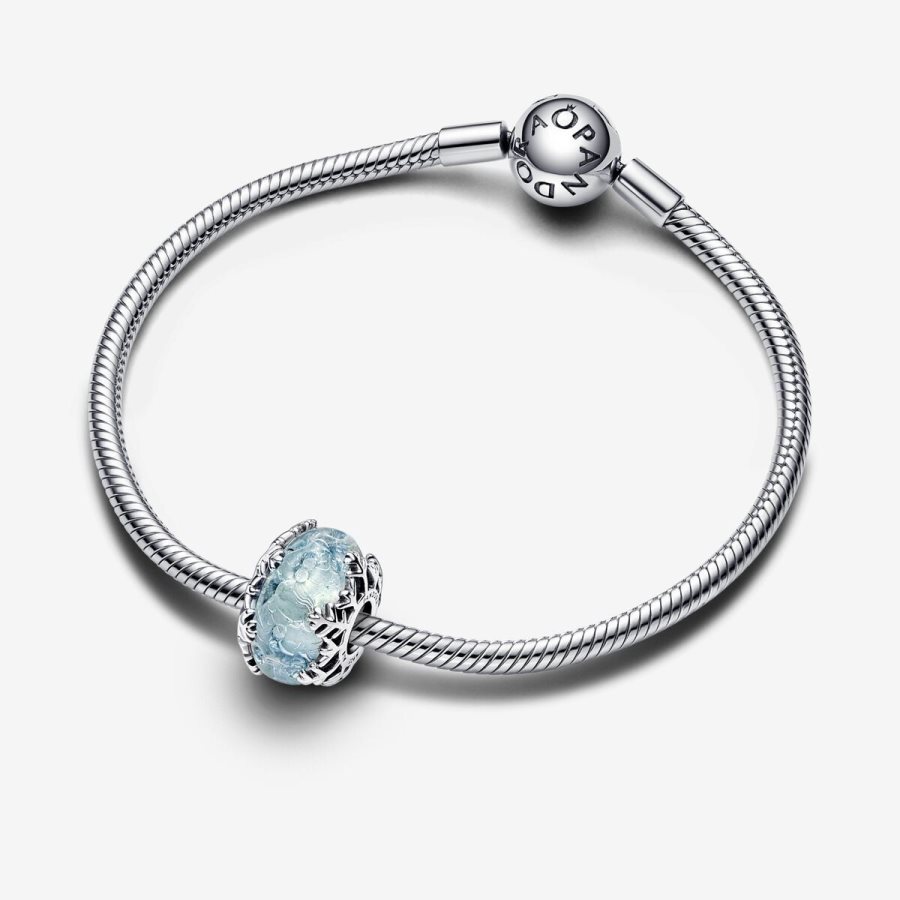 Pandora Winter Blue Snowflake Murano Charm Gümüş | 360-OIZRJP
